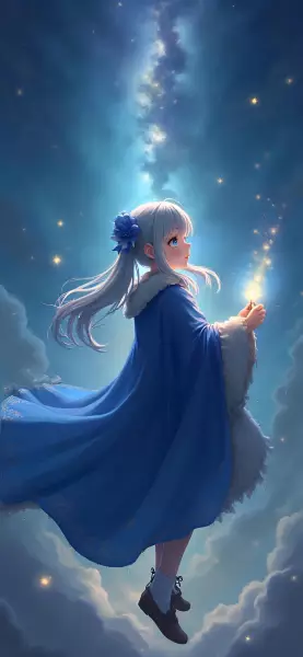 share 手机壁纸星夜魔女4k高清悬浮在星空下的双马尾少女壁纸