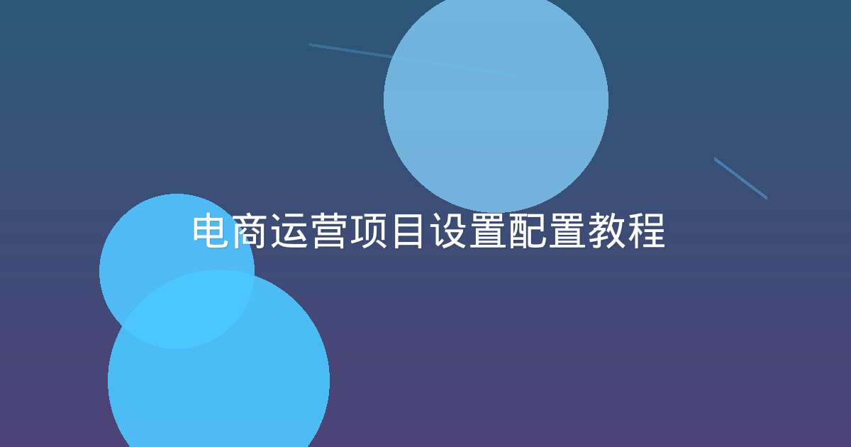 电商运营项目设置配置教程