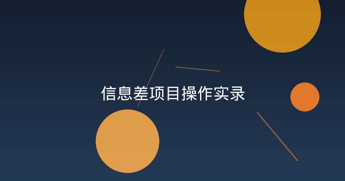 信息差项目操作实录