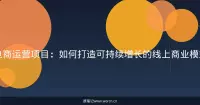 电商运营项目：如何打造可持续增长的线上商业模式