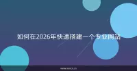 如何在2026年快速搭建一个专业网站